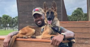 Lawrence Jones and his service dog Nala